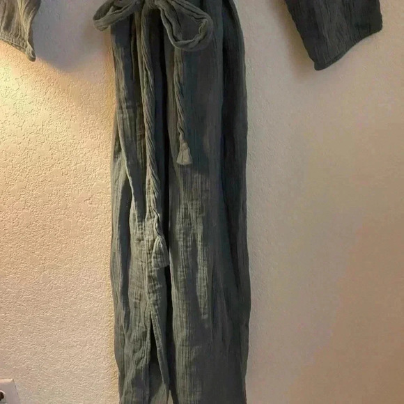 Loft Gauze Sage Green Tie Waist Shirt Dress Size S - Picture 4 of 11